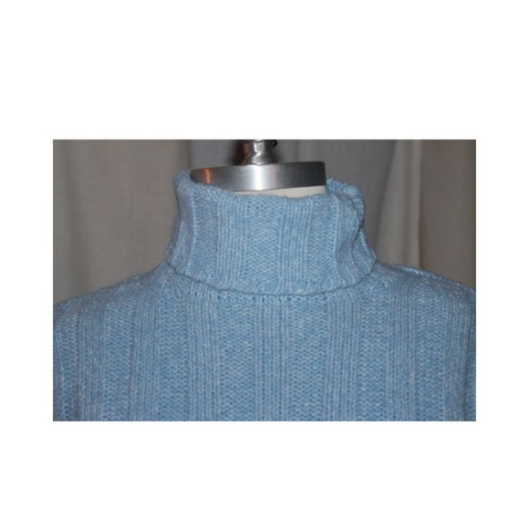 Women's Old Navy Blue Wool Blend Turtleneck Ribbed Knit Cuffed Sweater Size S - Picture 4 of 6